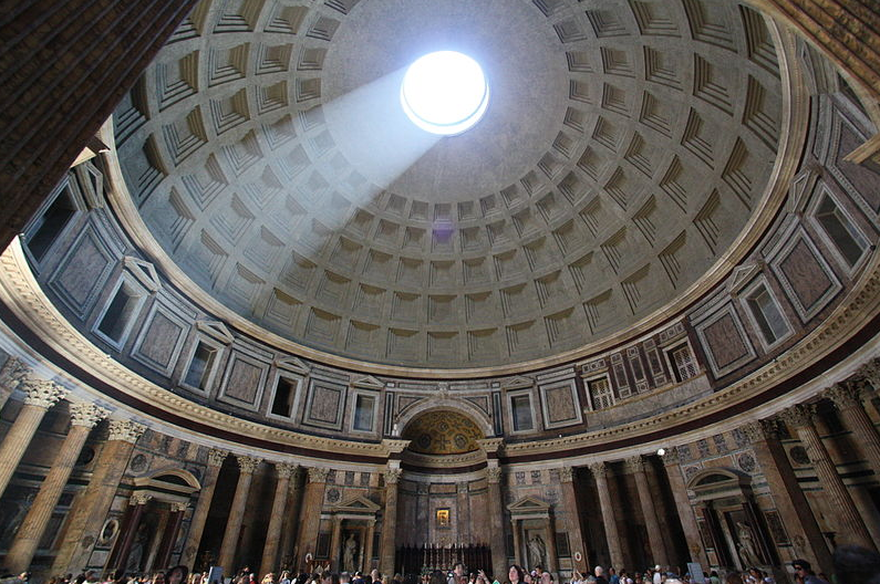 Pantheon in Rome, image from https://commons.wikimedia.org/wiki/File:Internal_Pantheon_Light.JPG