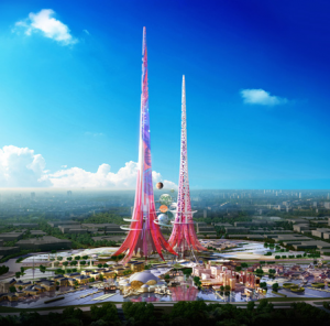 Pink Chinese Towers