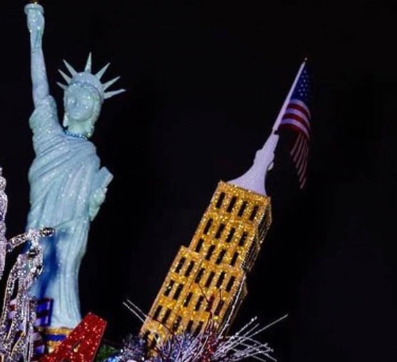 details of the US buildings on a costume worn by Miss USA
