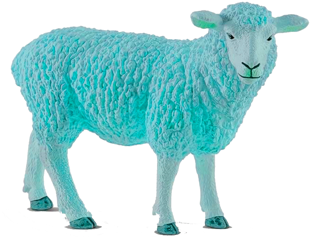 image of a sheep that is blue